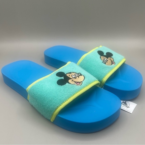 Disney MICKEY MOUSE Blue & Green Slip-On Slide Sandals Size Men’s 7, Women’s 9 - Picture 2 of 7
